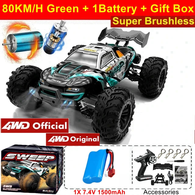 4WD High Speed RC Buggy Truck – 50KM/H Brushed or 80KM/H Brushless Off-Road Car
