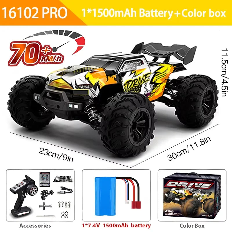 1:16 RC Monster Truck – 4WD Off-Road Climbing Car 50KM/H or 70KM/H for Boys & Adults