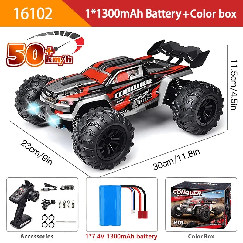 1:16 RC Monster Truck – 4WD Off-Road Climbing Car 50KM/H or 70KM/H for Boys & Adults