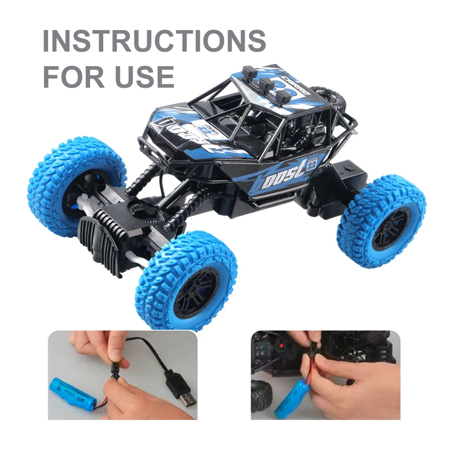 RC Off-Road Toy Car with Colorful Flashing Lights & Rubber Wheels – Kids Gift