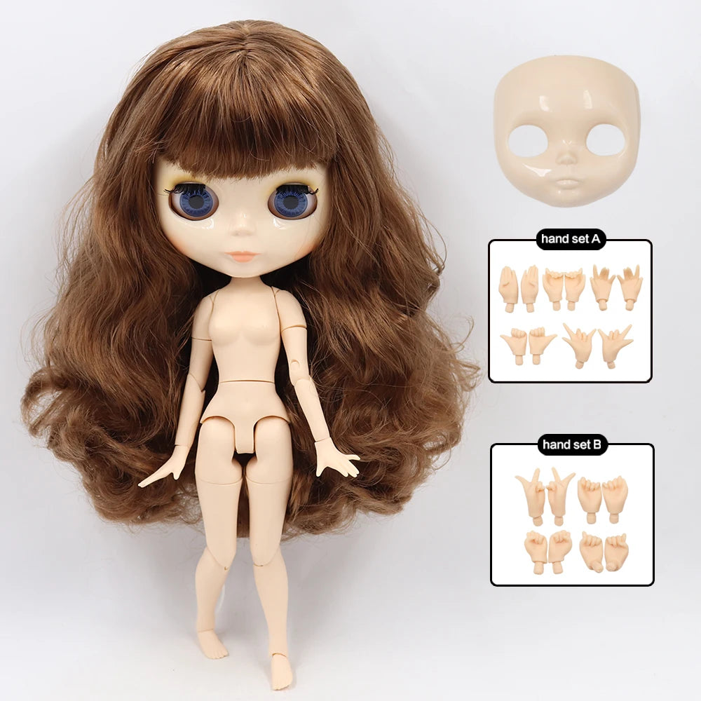 ICY DBS Blyth Doll 30CM BJD – White Shiny & Frosted Face with Extra Hands