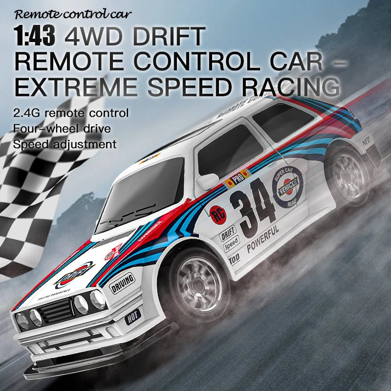 4WD RC Drift Car – 1:43 & 1:64 Scale 2.4G Mini Racing Car with Dual Tire Modes