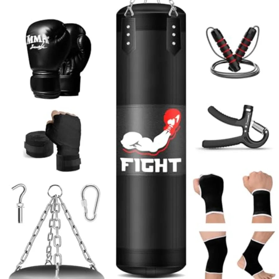 4FT Heavy Punching Bag Set with 12oz Boxing Gloves | MMA, Karate & Kickboxing