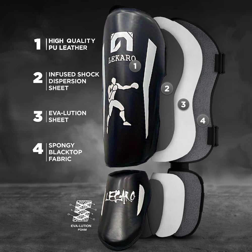 Adult Boxing Shin Guards with Instep Protection | Muay Thai & MMA Gear