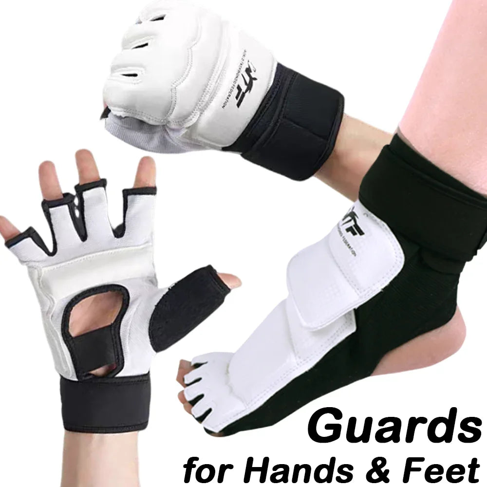 Karate & Taekwondo Half-Finger Gloves | EVA Padded Martial Arts Hand & Foot Guards