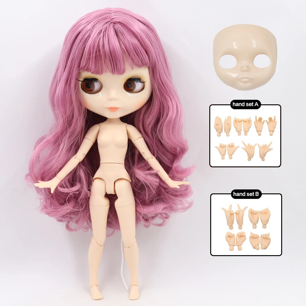 ICY DBS Blyth Doll 30CM BJD – White Shiny & Frosted Face with Extra Hands