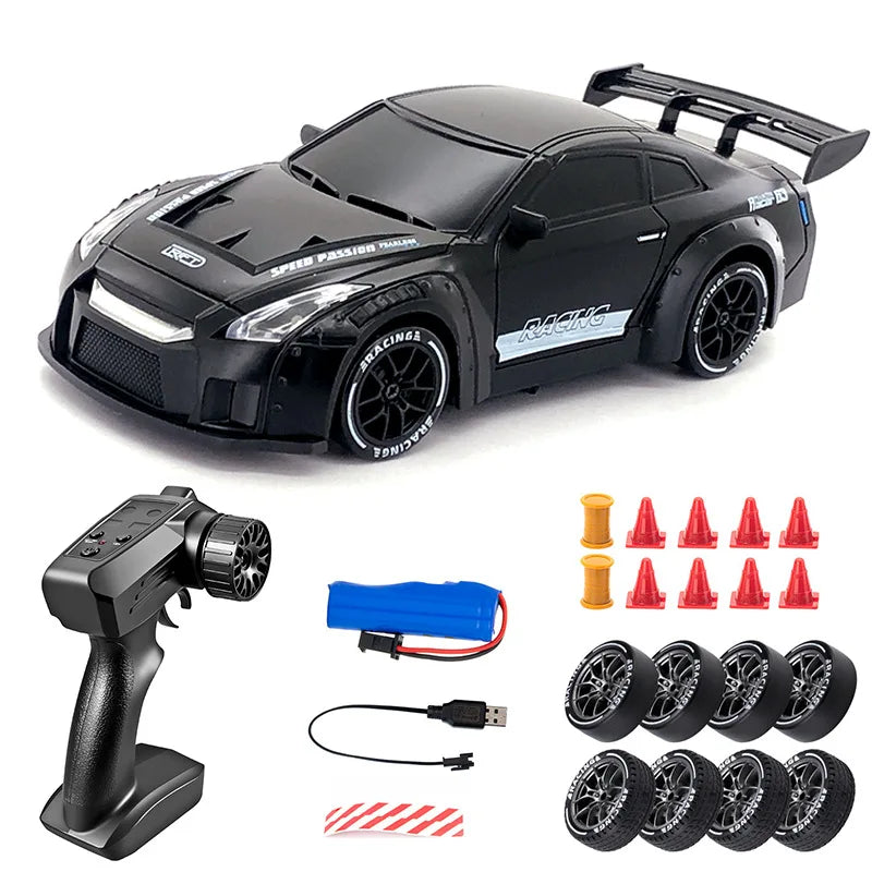 1:24 RC Drift Car with LED Lights – 4WD 20KM/H High Speed Drifter with Extra Tires