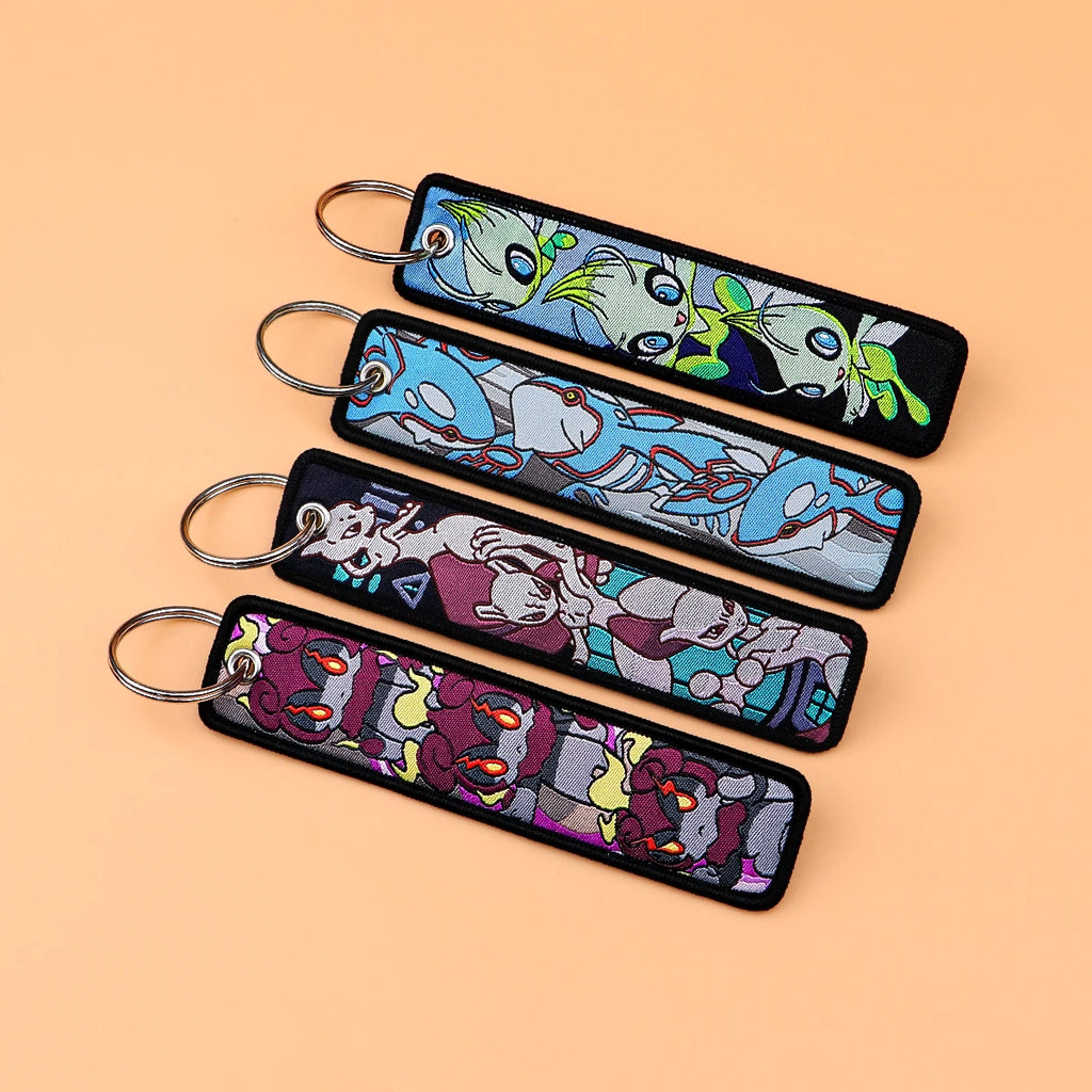 Japanese Anime Elf Monsters Keychain for Cars Backpack Key Holders Embroidery Keyrings Key Tag Jet Tag Accessories Gifts 1pcs