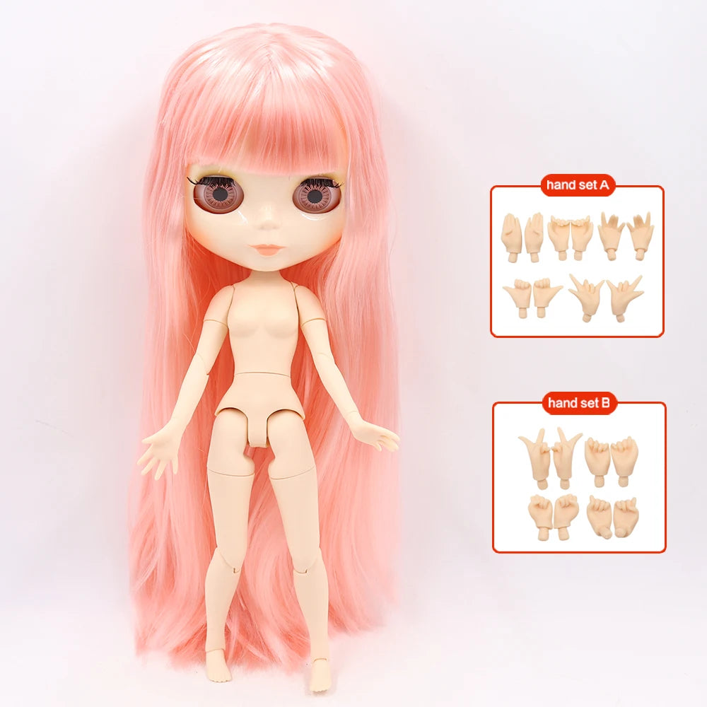 ICY DBS Blyth Doll 30CM BJD – White Shiny & Frosted Face with Extra Hands
