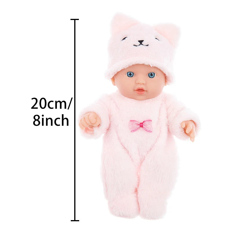 8 Inch Baby Doll with Plush Bear Pajamas – Waterproof Vinyl Reborn Doll