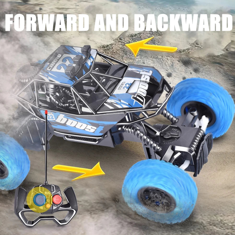 RC Off-Road Toy Car with Colorful Flashing Lights & Rubber Wheels – Kids Gift