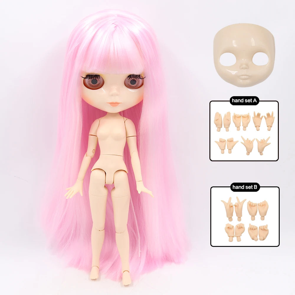 ICY DBS Blyth Doll 30CM BJD – White Shiny & Frosted Face with Extra Hands