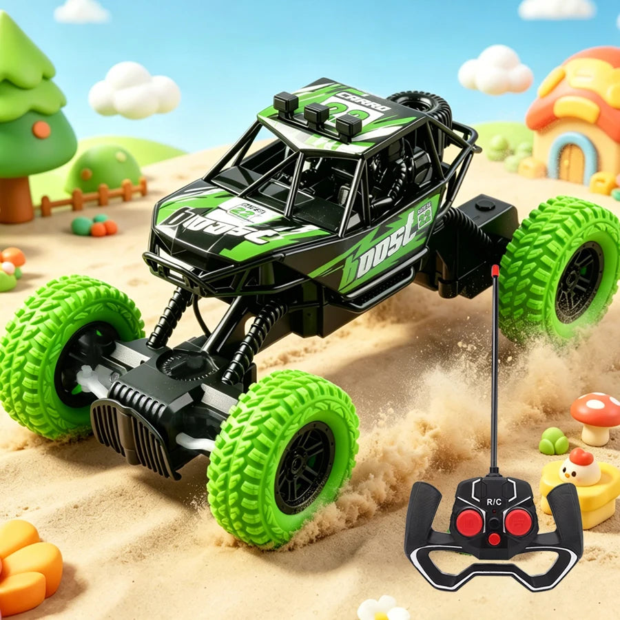 RC Off-Road Toy Car with Colorful Flashing Lights & Rubber Wheels – Kids Gift