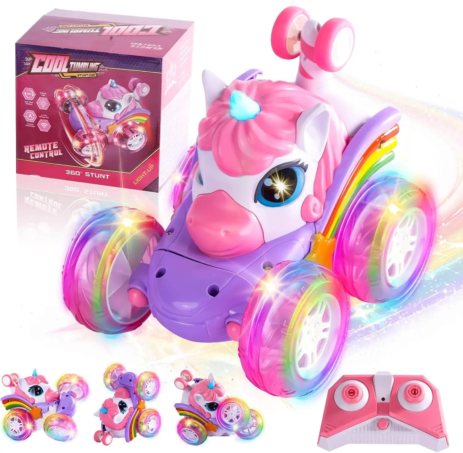 2.4G Unicorn RC Stunt Car with Chasing Lights – Drift & Dance Toy for Kids