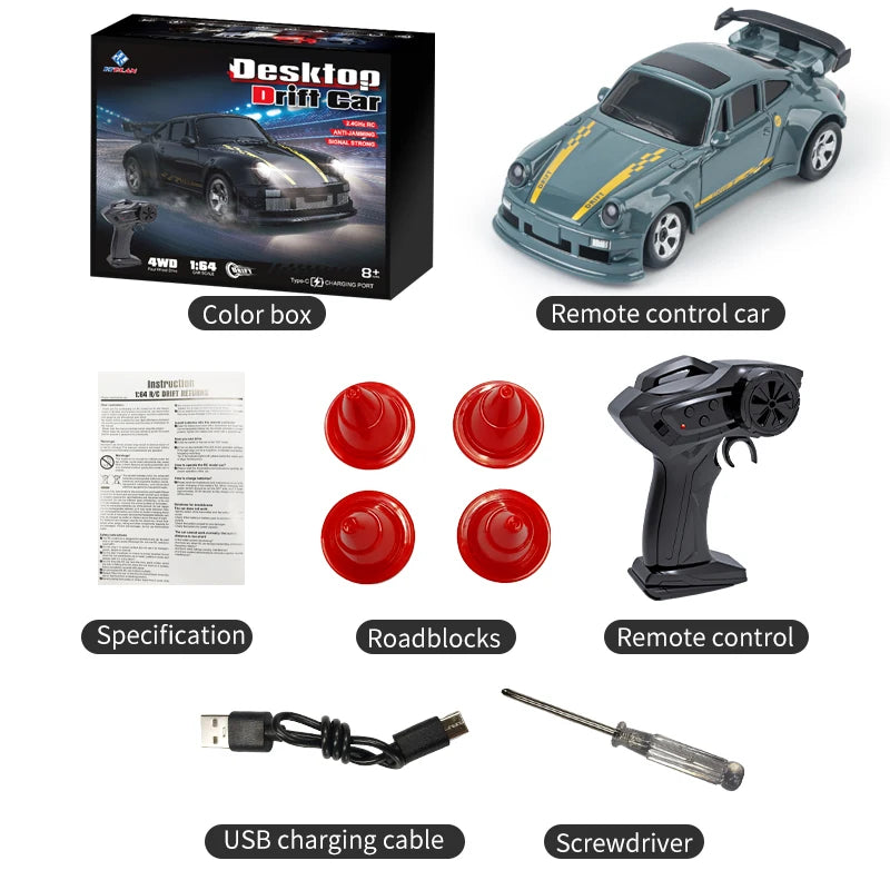 2026 New Kf20 1:64 Drift Rc Car Four-wheel Remote-Controlled Racing Car Full Proportions Desk Competition Toy Boys Ideal Gifts.