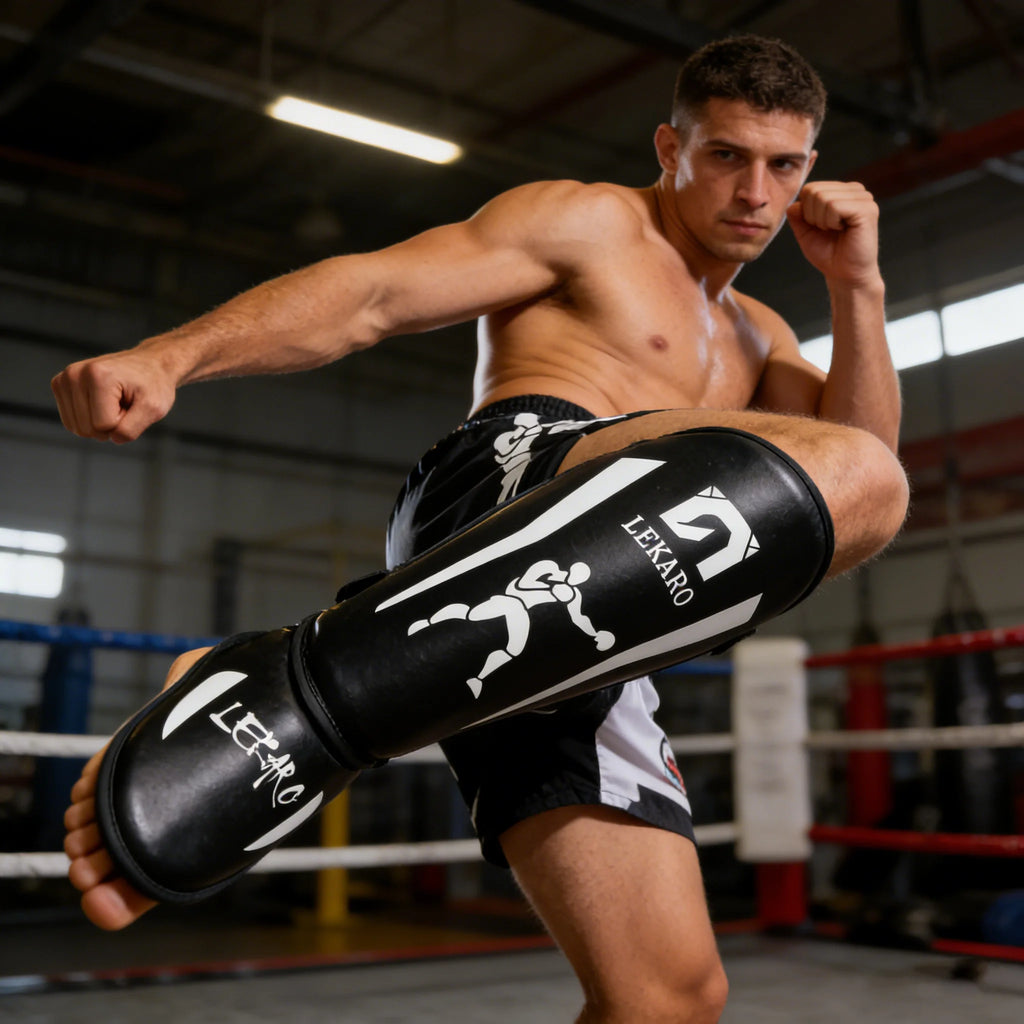 Adult Boxing Shin Guards with Instep Protection | Muay Thai & MMA Gear