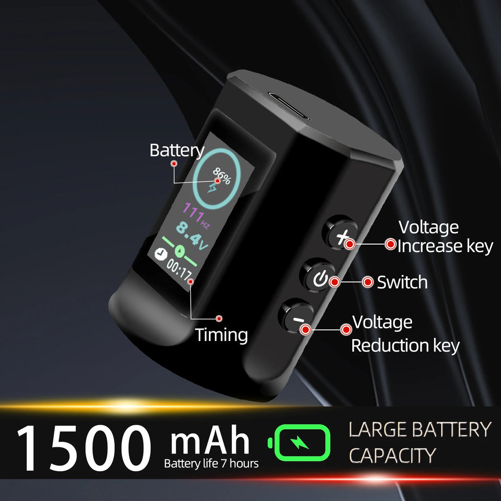 POSEIDON High Quality Black Wireless Tattoo Pen Kit – 11000 RPM Full Set