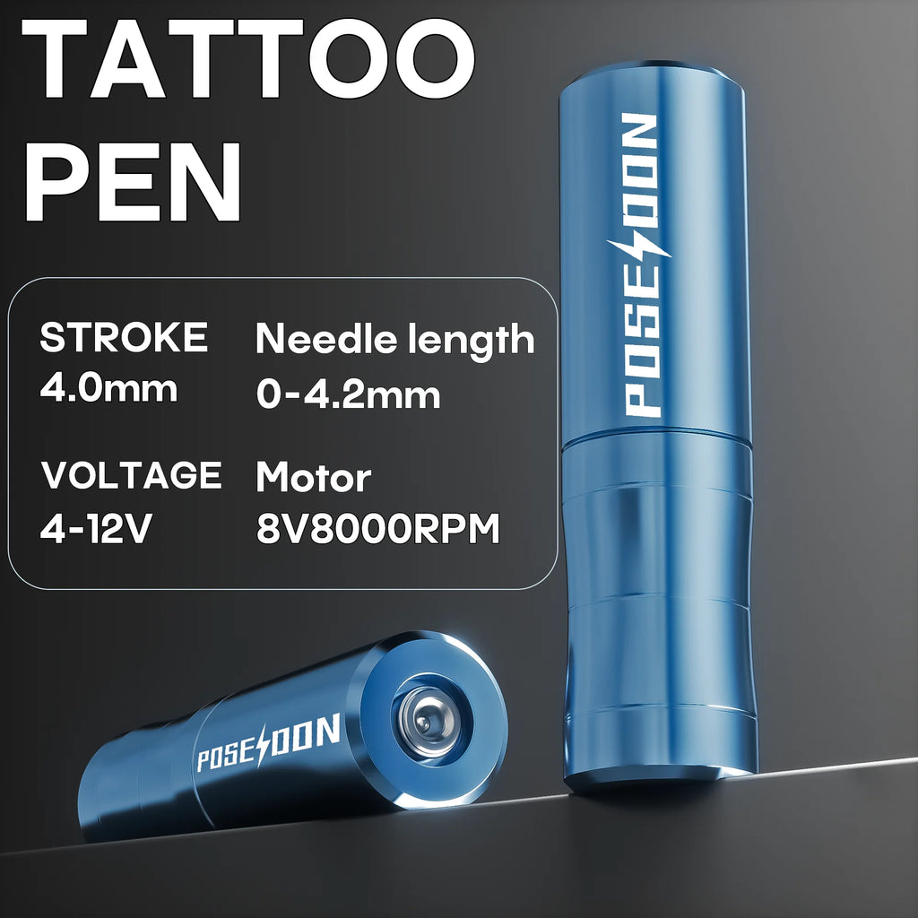 POSEIDON V5 Wireless Tattoo Pen Kit – With or Without Ink Options