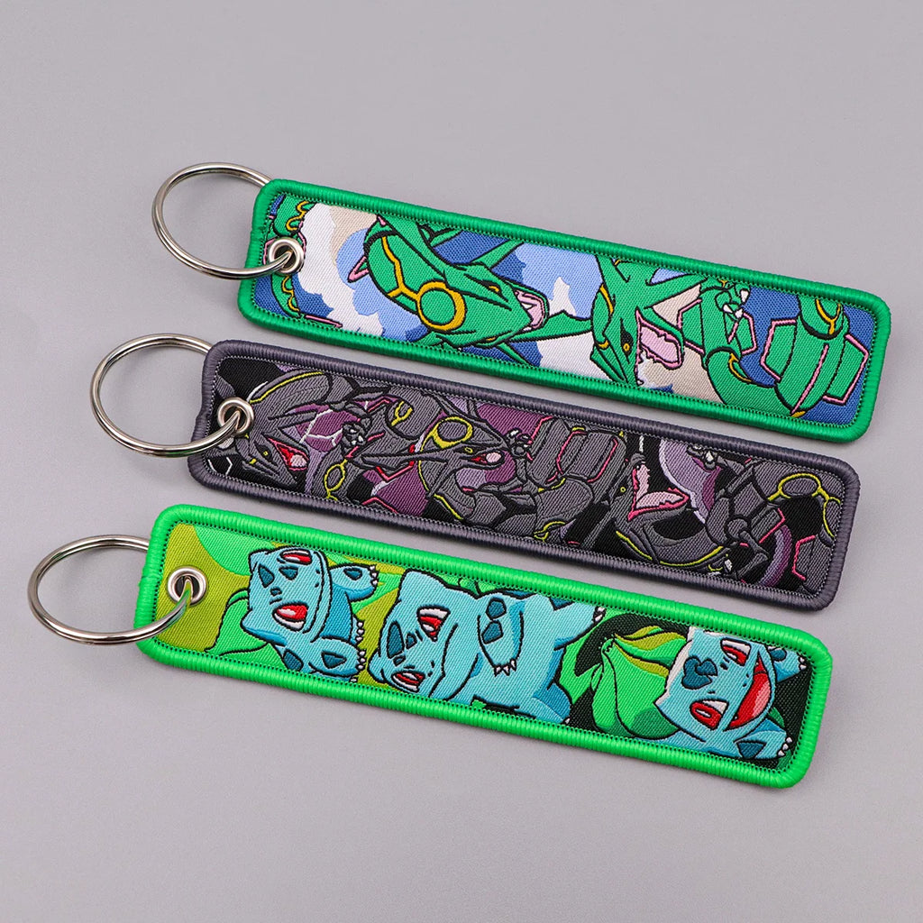 Japanese Anime Elf Monsters Keychain for Cars Backpack Key Holders Embroidery Keyrings Key Tag Jet Tag Accessories Gifts 1pcs
