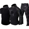 MCBK Training Sets Combat Tops Tactical Suits Hunting Pants Paintball Mens Black Camo Shirts Multiple Pockets Wear-resisting