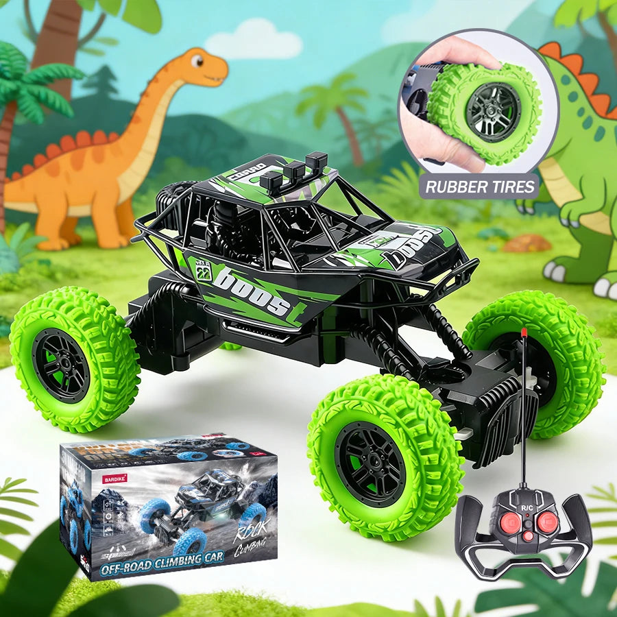 RC Off-Road Toy Car with Colorful Flashing Lights & Rubber Wheels – Kids Gift