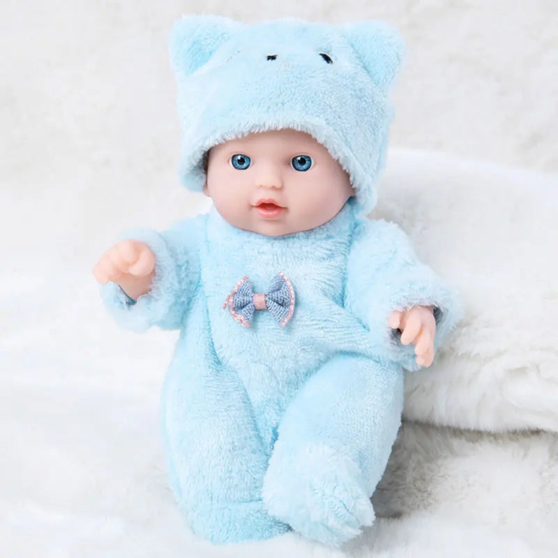 8 Inch Baby Doll with Plush Bear Pajamas – Waterproof Vinyl Reborn Doll