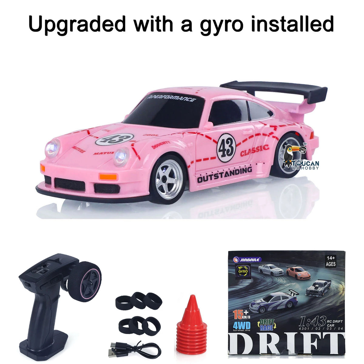4WD RTR 1/43 RC Drift Car – 2.4G Mini Racing Car with Optional Gyro Stabilizer