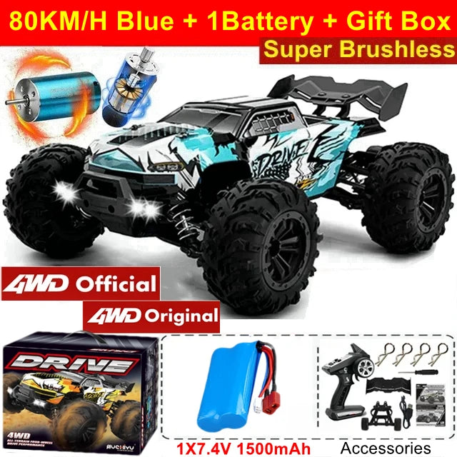 4WD High Speed RC Buggy Truck – 50KM/H Brushed or 80KM/H Brushless Off-Road Car