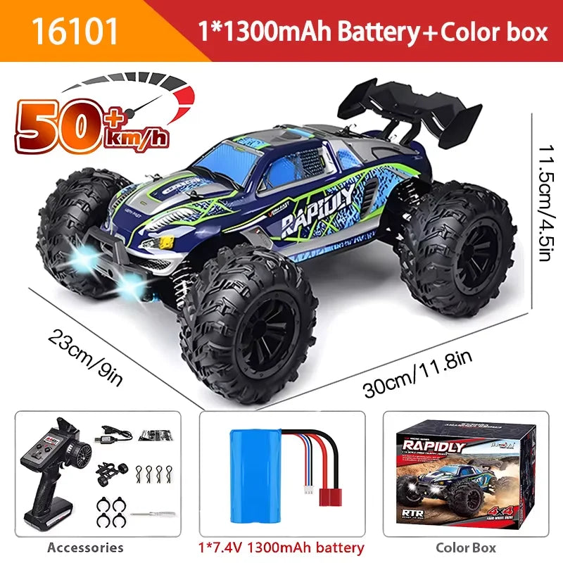1:16 RC Monster Truck – 4WD Off-Road Climbing Car 50KM/H or 70KM/H for Boys & Adults