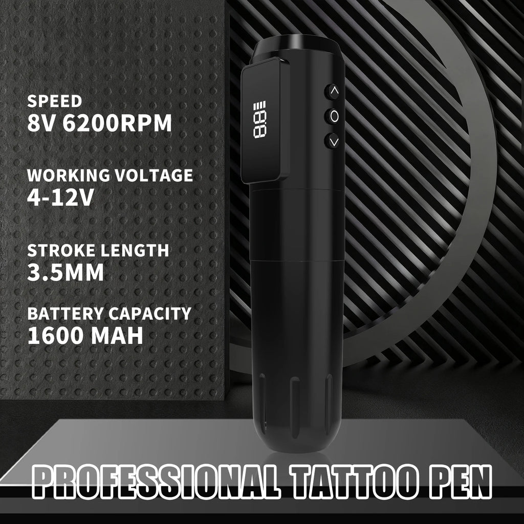 YILONG Wireless Rotary Tattoo Gun Kit – 1600mAh Battery, LED Screen, 3.5mm Stroke