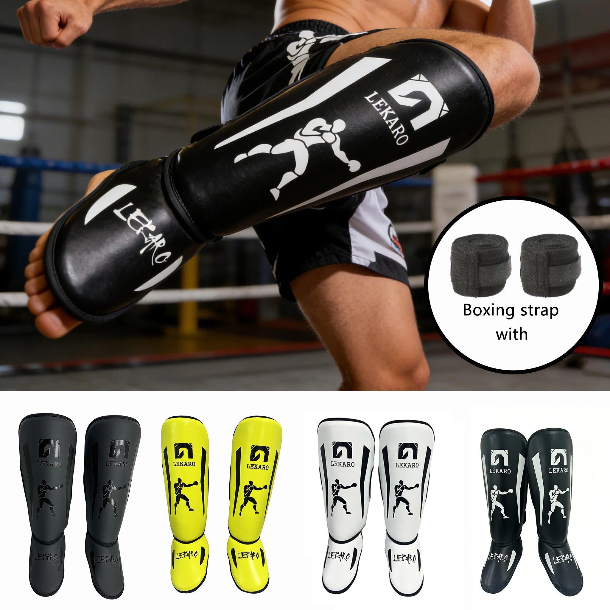 Adult Boxing Shin Guards with Instep Protection | Muay Thai & MMA Gear