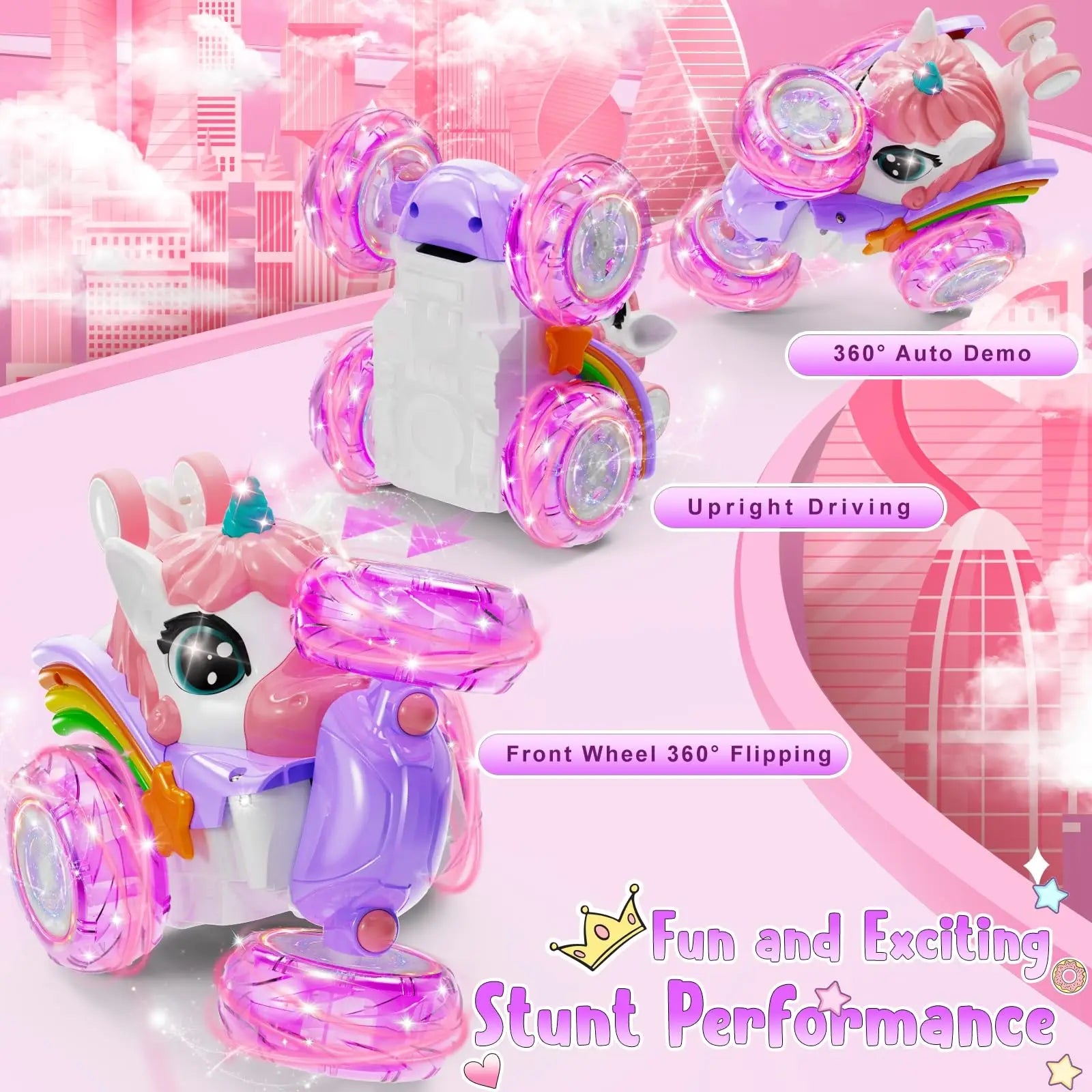 2.4G Unicorn RC Stunt Car with Chasing Lights – Drift & Dance Toy for Kids