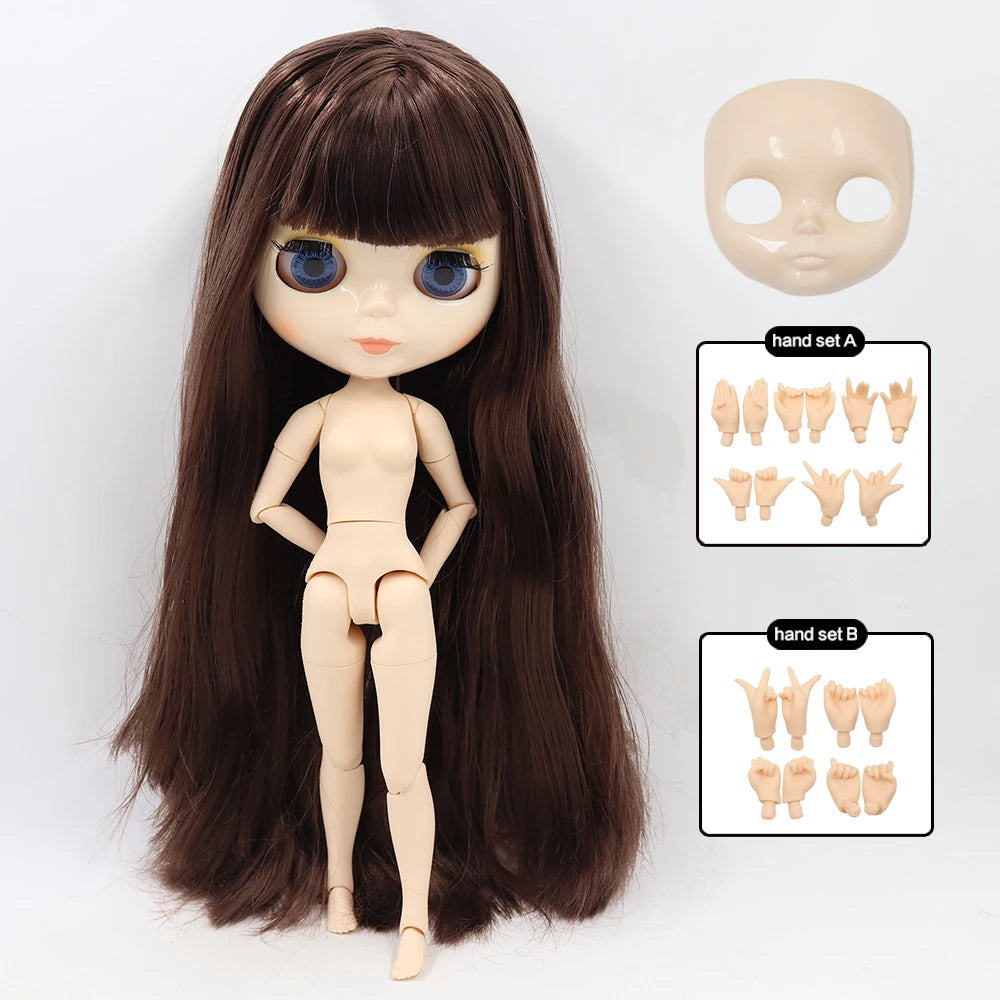 ICY DBS Blyth Doll 30CM BJD – White Shiny & Frosted Face with Extra Hands