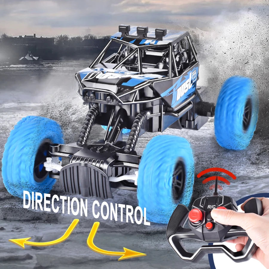 RC Off-Road Toy Car with Colorful Flashing Lights & Rubber Wheels – Kids Gift