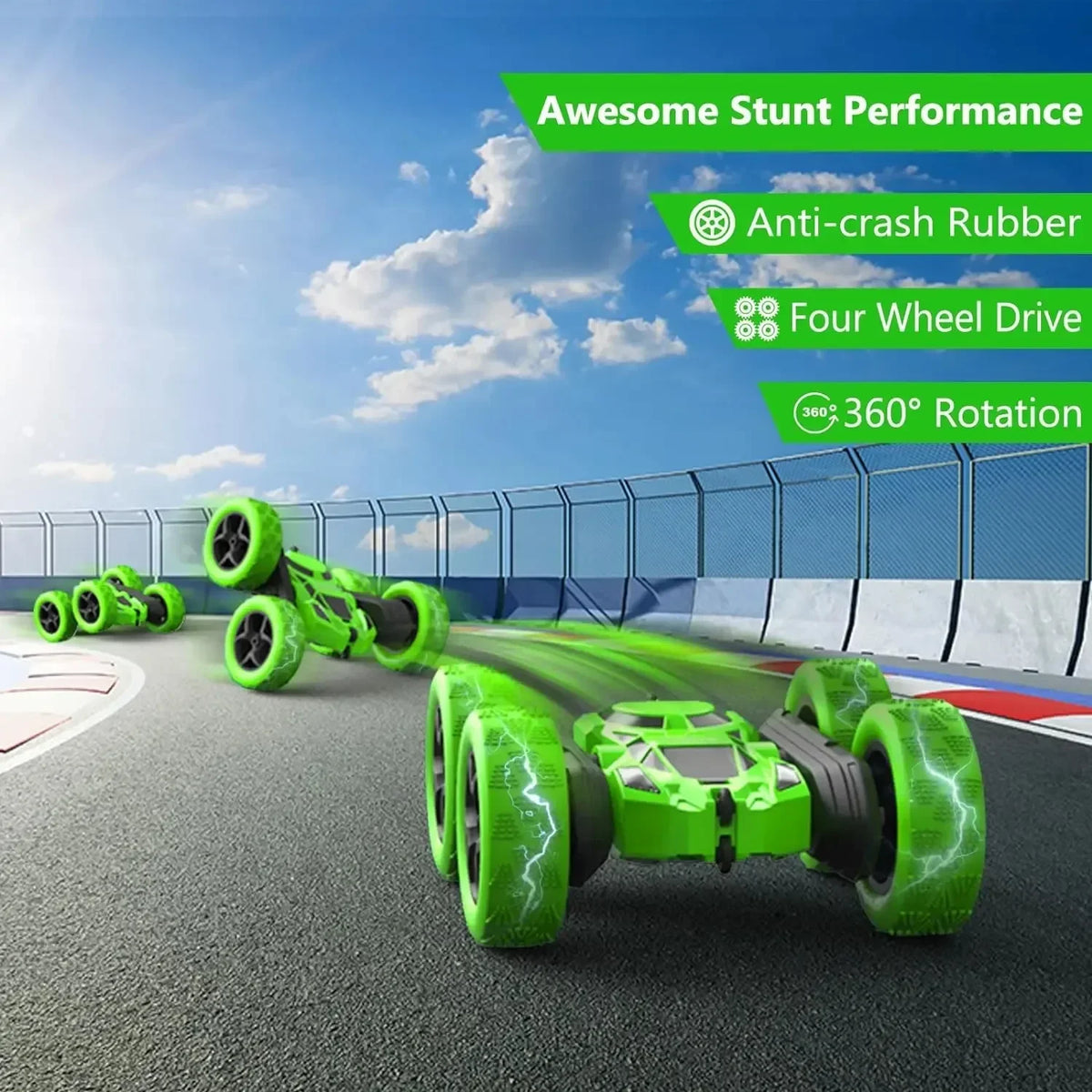 Double-Sided Flip RC Stunt Car – 2.4G 4WD 360° Rotation Drift Car for Kids