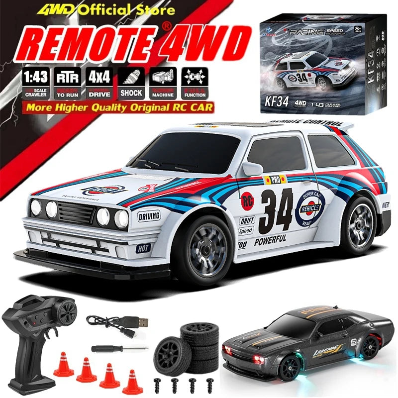 4WD RC Drift Car – 1:43 & 1:64 Scale 2.4G Mini Racing Car with Dual Tire Modes