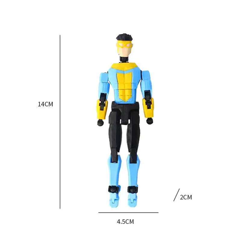 Blue-Masked Invincible T13 Dummy13 – 3D Printed Multi-Jointed Action Figure