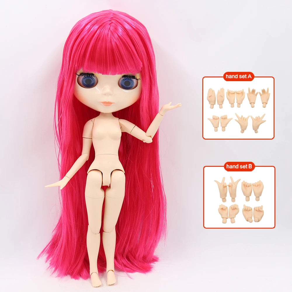 ICY DBS Blyth Doll 30CM BJD – White Shiny & Frosted Face with Extra Hands
