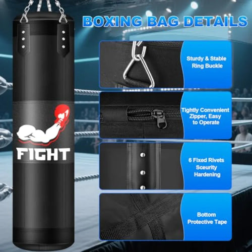 4FT Heavy Punching Bag Set with 12oz Boxing Gloves | MMA, Karate & Kickboxing