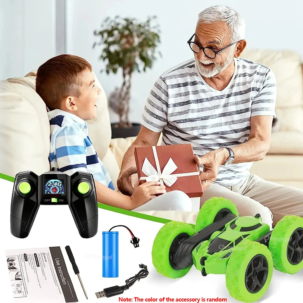 Double-Sided Flip RC Stunt Car – 2.4G 4WD 360° Rotation Drift Car for Kids