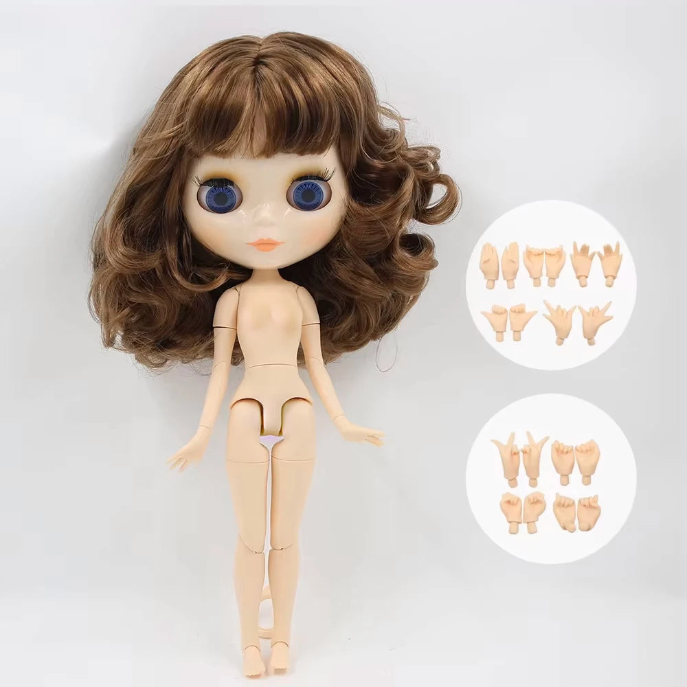 ICY DBS Blyth Doll 30CM BJD – White Shiny & Frosted Face with Extra Hands