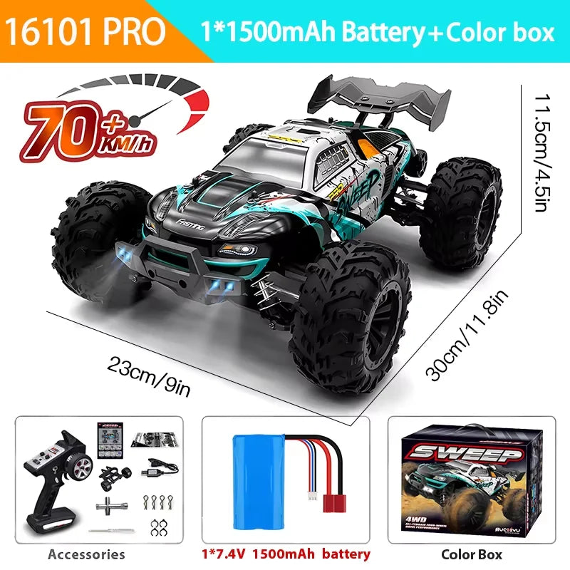 1:16 RC Monster Truck – 4WD Off-Road Climbing Car 50KM/H or 70KM/H for Boys & Adults