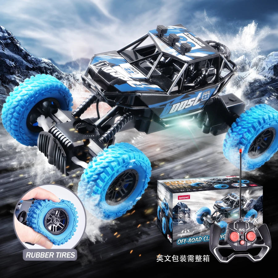 RC Off-Road Toy Car with Colorful Flashing Lights & Rubber Wheels – Kids Gift