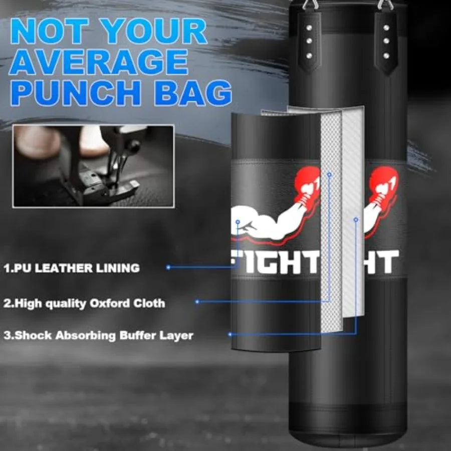 4FT Heavy Punching Bag Set with 12oz Boxing Gloves | MMA, Karate & Kickboxing