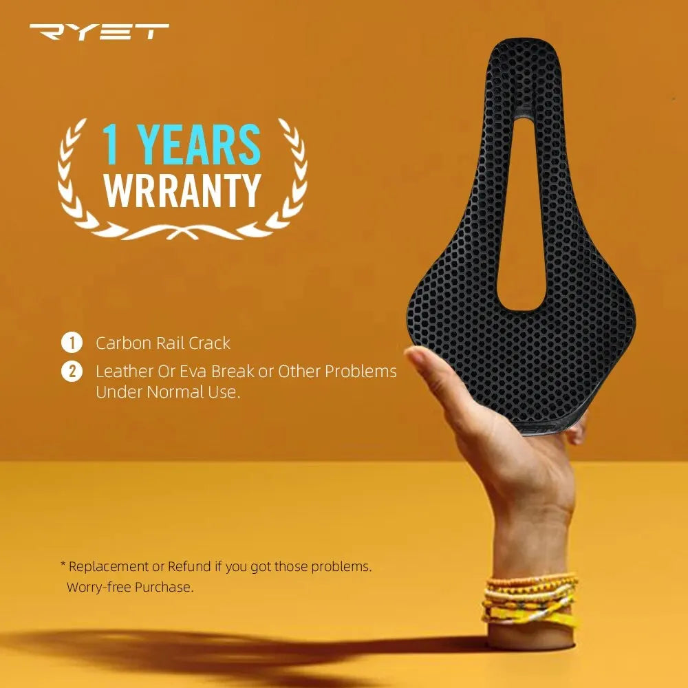 RYET 3D Printed Ultralight Bike Saddle – Carbon Fiber Hollow Breathable MTB & Road Cycling Seat