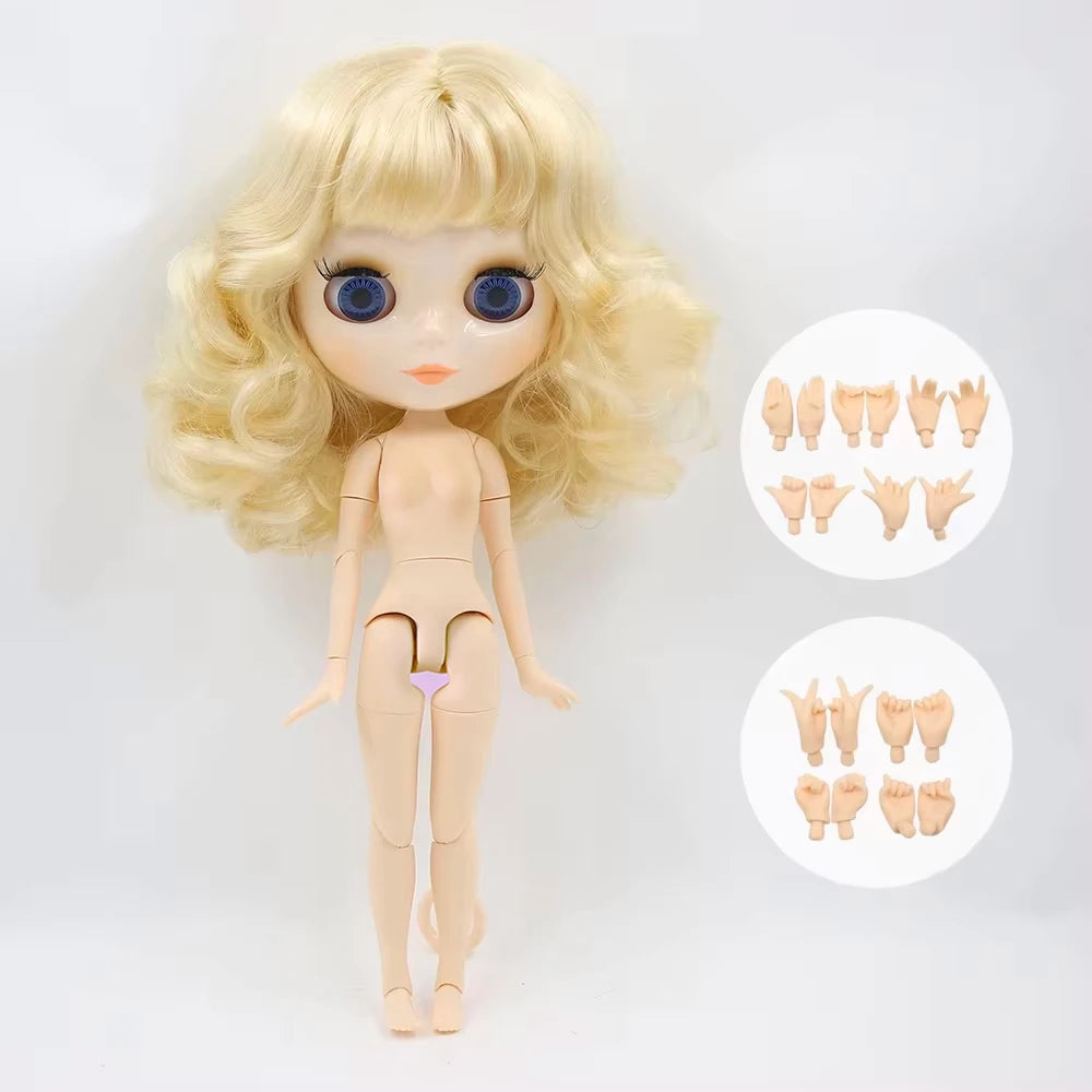 ICY DBS Blyth Doll 30CM BJD – White Shiny & Frosted Face with Extra Hands