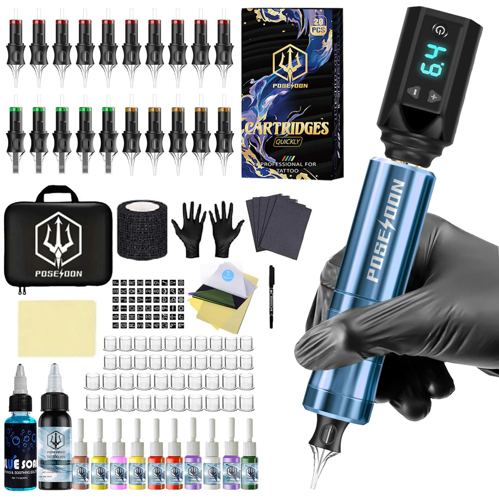 POSEIDON V5 Wireless Tattoo Pen Kit – With or Without Ink Options