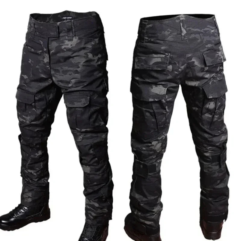 MCBK Training Sets Combat Tops Tactical Suits Hunting Pants Paintball Mens Black Camo Shirts Multiple Pockets Wear-resisting