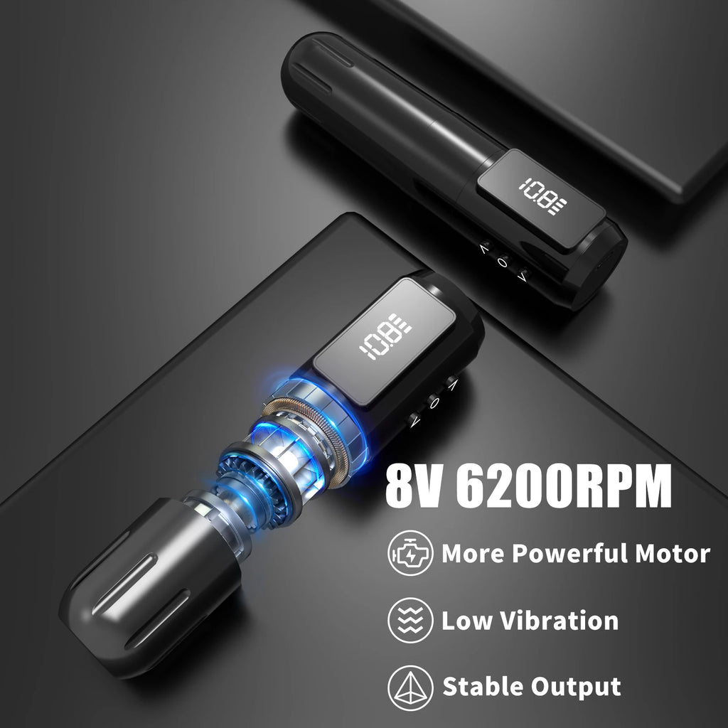 YILONG Wireless Rotary Tattoo Gun Kit – 1600mAh Battery, LED Screen, 3.5mm Stroke